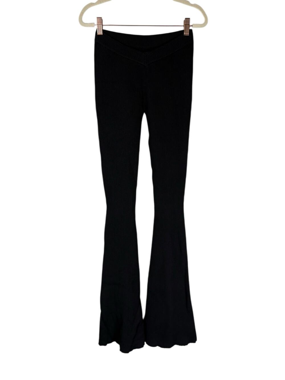 Retrofete Pants Ribbed Knit Flare High Waisted Pull On Evening Streetwear Y2K XS